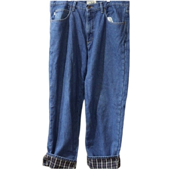 LL Bean Flannel-Lined Insulated Work Jeans 36×32 Warm Winter Utility - Picture 1 of 12